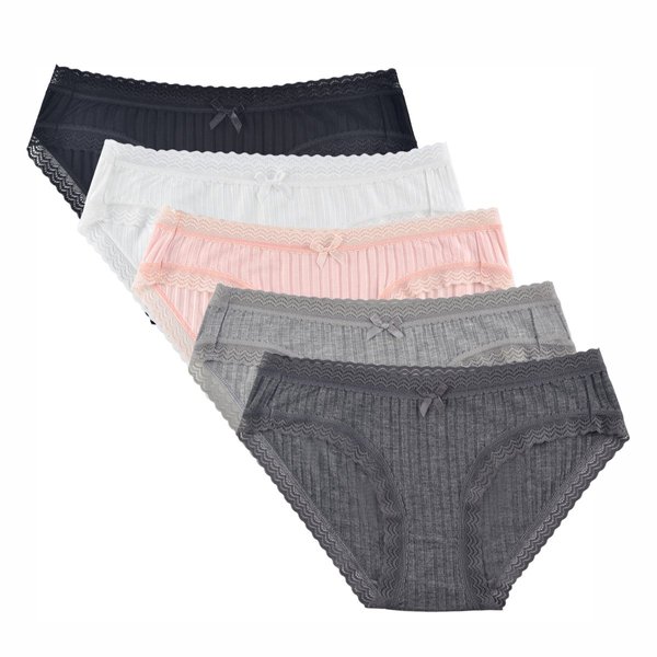 KNITLORD Women's Underwear Viscose Cute Soft Bikini Panties for women bikini underwear Breathable 5 Pack (M)