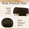 Sunny Clip in Hair Extensions Real Human Hair Short Clip in Extensions Dark Brown Ombre Medium Brown Balayage Clip in Human Hair Extensions Dark Roots Brown Hair Extensions 14inch 7Pcs