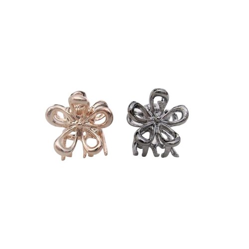 Generic Tiny small dark silver or rose gold flower metal hair claw clip (Primary color: Dark silver), 1 Count (Pack of 1)