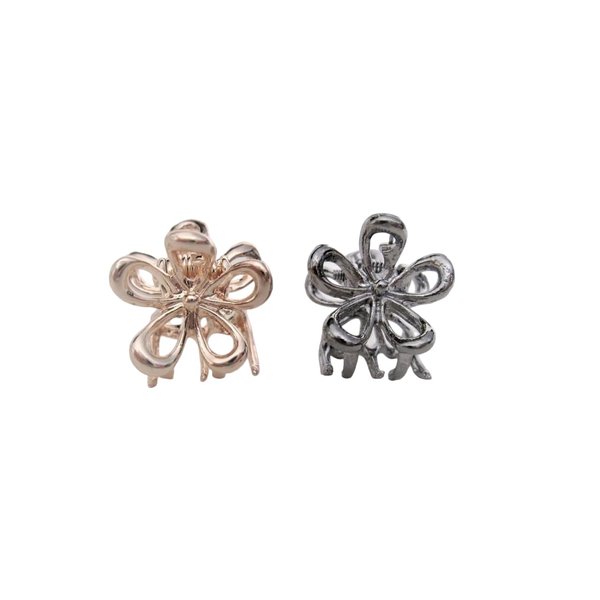 Generic Tiny small dark silver or rose gold flower metal hair claw clip (Primary color: Dark silver), 1 Count (Pack of 1)