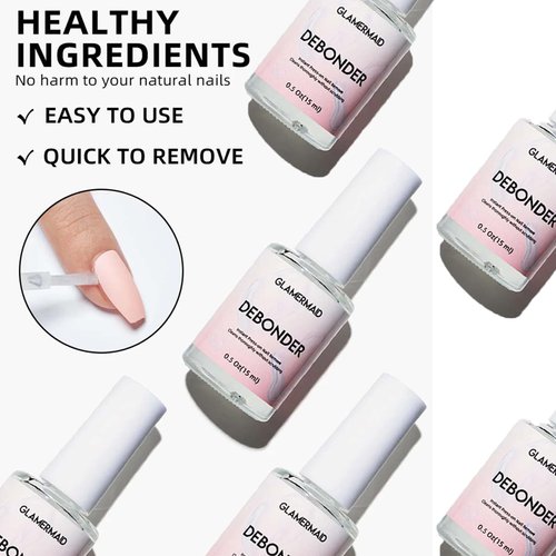 GLAMERMAID Nail Glue Debonder 15ML Glue off for Press on Nails, Nail Glue Remover Easy to Remove Quick Acrylic False Nails Tips