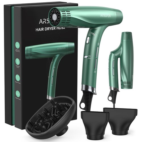 110000 RPM Professional Hair Dryer with Diffuser, Fast Drying, Silent Negative Ionic Blow Dryer for Curly Wavy Hair Fast Drying, Travel Salon and Home