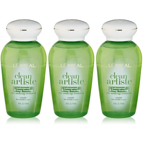 L'Oreal Paris Clean Artiste Waterproof & Long Wearing Eye Makeup Remover 4 oz (Pack of 3)