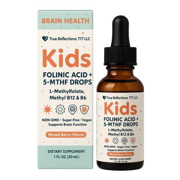 Folinic Acid Drops for Kids & Adults – with L-Methylfolate Methyl B12, P5P B6, Magnesium Glycinate, Vitamin D3 & C Methylated Folate Support for Brain,Focus, Mood & Cellular Health – 5-MTHF Drops