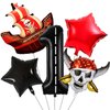 40 Inch Balloon Number, Pirate Balloons, Red and Black Balloons, Star Foil Balloon Number Balloons for Anniversary Supplies Kids Birthday Party Banquet Decoration (Number-1)