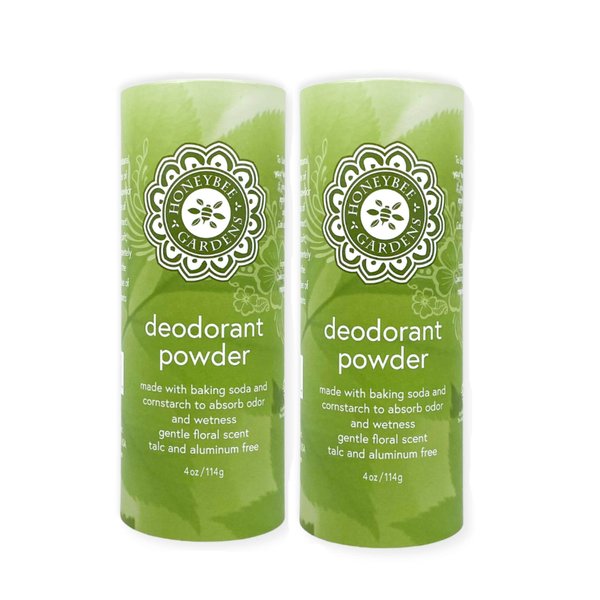 Honeybee Gardens Deodorant Powder, For Men and Women, With Baking Soda and Cornstarch, Talc-Free, Aluminum-Free, Multi-Use, Vegan, Cruelty-Free, 4 oz, 2 Pack