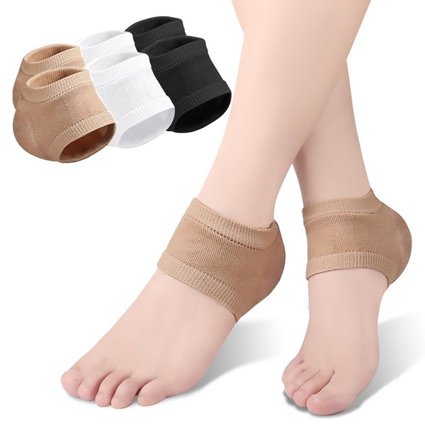 YERGOFE Moisturizing Heel Socks - 3 Pair - Gel Sock Set for Men, Women & Kids, Plantar Fasciitis & Arch Support