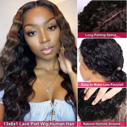 JIETAI 9A HD Transparent T-Part Loose Deep Wave Lace Front Wigs Human Hair for Black Women Wigs 150% Density Lace Front Human Hair Wigs Pre Plucked Bleached Knots with Baby Hair (12inch)…