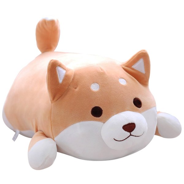 Shiba Inu Dog Plush Pillow, Cute Corgi Akita Stuffed Animals Doll Toy Gifts for Valentine's Gift, Christmas,Sofa Chair, Brown Round Eye, 22.8"