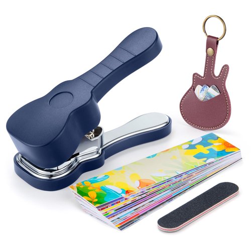 ArtAt Guitar Pick Punch Kit – Bass Guitar Picks Puncher With 15 Variety Pick Strips Medium Guitar Pick Maker Punch Kit Unique Guitar Lovers Gifts