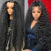 AUOCATTAIL Glueless Wigs Human Hair Water Wave Lace Front Wigs Pre Plucked Pre Cut with Baby Hair Deep Part Curly Wigs Wear and Go for Black Women