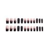 Fall Press on Nails Medium Fake Nails Pink Black Gradient Square Press on Nails Coffin Glossy False Nails with Pink Flowers Designs Full Cover Acrylic Nails Glue on Stick on Nails for Women 24PCS