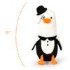 PEACH CAT Banana Duck Plush Pillow Wear Bowler Hat Monocle Stuffed Animals Cute Plushies Toy Gifts for Kids White and Black 12"