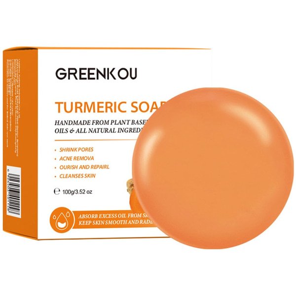 kastu Turmeric Plant Based Oils Soap Bar for Face & Body,Acne,Dark Spots,Deep Cleansing Natural Handmade Soap,Gentle,For All Skin Types Men Women