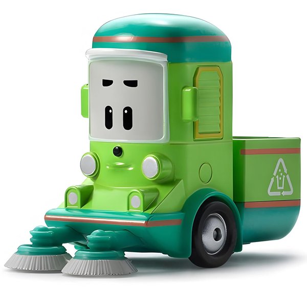 Robocar Poli, Cleany DIE-CAST Metal Toy Cars, Broomstown Sweeper Truck Toys, Mini Model Vehicle Party Birthday Gifts for Toddlers Age 1-5 Boys Girls