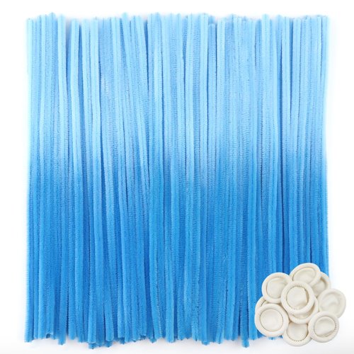 TOAOB 100pcs Pipe Cleaners Gradient Blue Chenille Stems for Crafts 12 Inch Fuzzy Sticks Craft Supplies for DIY Art Craft Projects Home Decorations