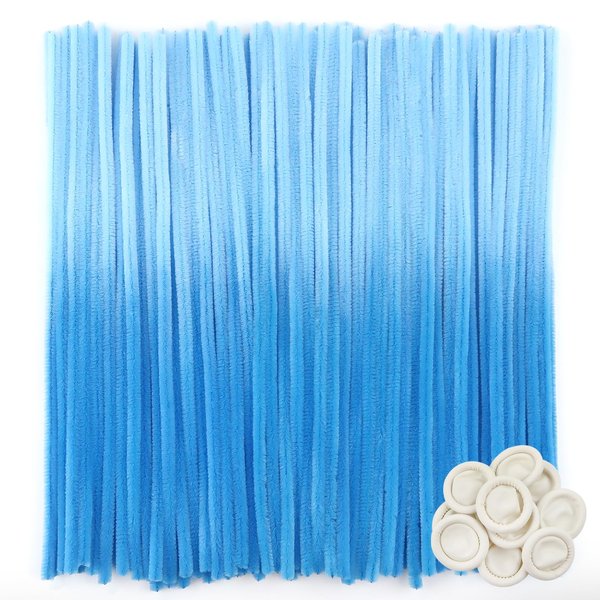 TOAOB 100pcs Pipe Cleaners Gradient Blue Chenille Stems for Crafts 12 Inch Fuzzy Sticks Craft Supplies for DIY Art Craft Projects Home Decorations
