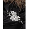 BERYUAN White Flower Hair Clip for Women Flower Rhinestone Wedding Hair Accessory（Silver）