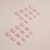 24Pcs Short Press on Nails Square Cute Fake Nails Ombre Acrylic False Nails Press Ons with White Flower Designs Artificial Nails Full Cover Nail Tips Stick on Nails for Women Manicure