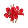 inSowni 8 Pack Hawaiian Luau Party Wedding Bridal Headpiece Artificial Fake Silk Hibiscus Flower Gold Hair Side Combs Clips Pins Barrettes for Women Girls Brides