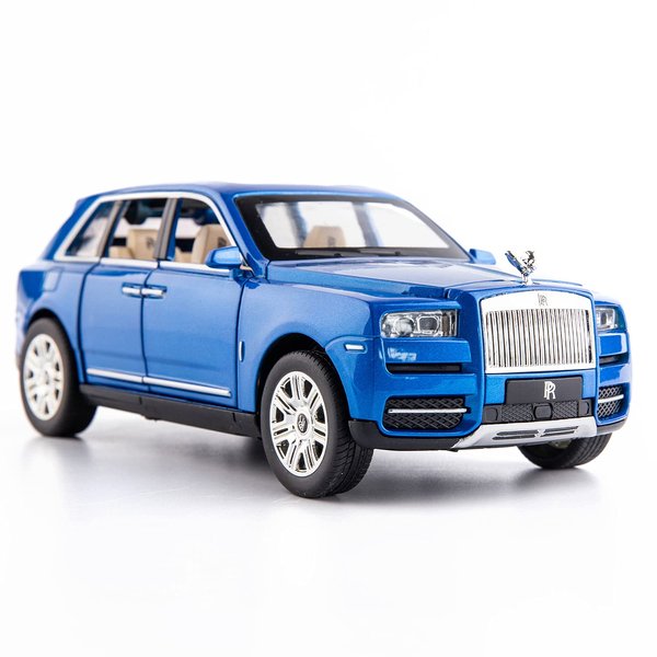 BDTCTK 1/24 Scale Rolls-Royce Cullinan SUV Model Car Toy, Zinc Alloy Pull Back Diecast Toy Cars with Sound and Light for Kids Boy Girl Gift (Blue)