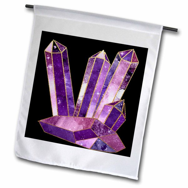 3dRose Glam Purple, Pink and Image Of Gold Crystals Illustration - Flags (fl_357001_1)