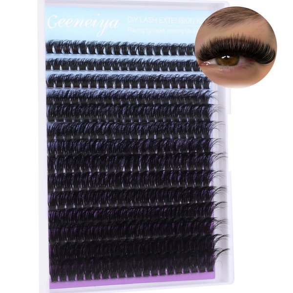 D Curl Lash Clusters Fluffy Lash Extension 80D Volume Cluster Lashes Thick Eyelash Extensions Individual Eyelashes 280Pcs Wispy Fake Lashes by Geeneiya