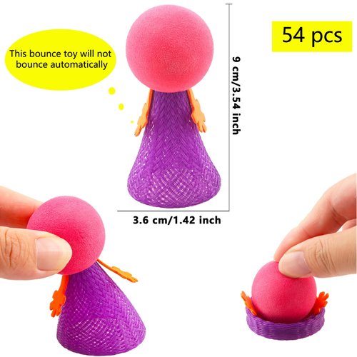 Cagemoga 54 Pieces Jumping Spring Toys Colorful Cute Popper Spring Launcher Toys Pop Up Bouncy Spring Toys for Kids Classroom Reward Prizes Goodie Bag Stuffers Birthday Party Favors, Random Color