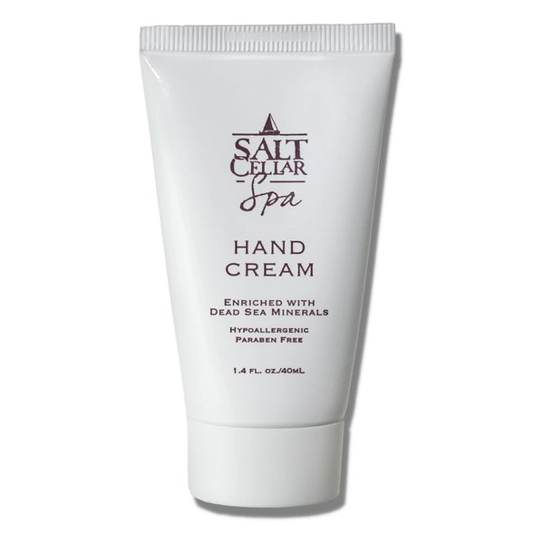 Salt Cellar Spa Dead Sea Mineral Hand Cream, Moisturizer Lotion for Dry, Cracked Skin Enriched with Glycerin, Olive Oil, Paraben Free, Fast Absorbing, Travel Size 1.4 FL oz (40 ml)
