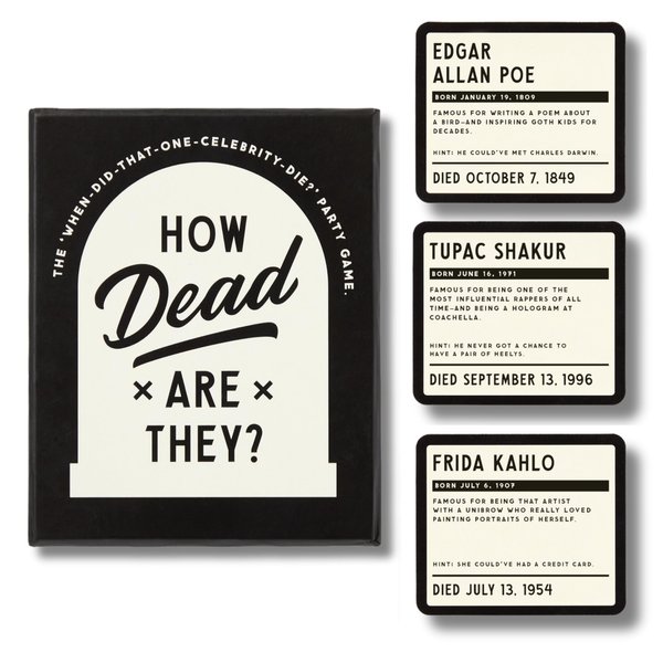 Brass Monkey How Dead are They – Party Game with 350 Game Card Prompts and Trivia Facts to Figure Out When Celebrities Died, 2+ Players