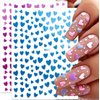 Heart Nail Art Stickers Decals 3D Shiny Glitter Love Hearts Self Adhesive Shining Glitters Powder Effect Valentine's Day Heart Nail Design for Lovers Romantic DIY Nail Decorations Manicure Accessories