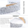 Sinalty Rhinestone Wide Headbands Bling Crystal Beaded Headband Blue Padded Hairbands Handmade Fashionable Bling Prom Hair Accessories for Women (Silver)