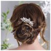 Iaceble Wedding Bridal Hair Comb Rhinestone Leaf Hair Combs Gold Pearl Side Comb Headpiece Bridesmaids Leaf Hair Comb Decorative Hair Accessories for Women and Girls Headdress