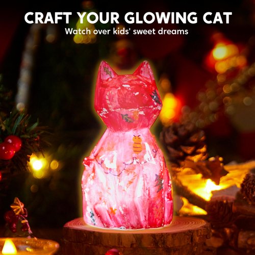Klever Kits DIY Night Light- Paint Your Own Cat Lamp- Arts & Crafts Kit School Activities Art Supplies Painting Kits, Birthday Gifts for Girls Boys Aged 6+