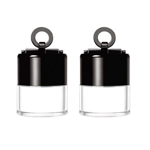 2Pcs 10 Gram Plastic Powder Case Face Powder Jar Container with Sifter Black Lid and Powder Puff for Blusher Makeup Loose Powder