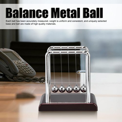 Zerodis Newton's Balance Balls, Portable Desktop Metal Balance Ball Physics Science Gadget Tool for Office Games Desktop Decoration(Wine red Bottom)