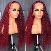 MISSJAY Burgundy 13x4 HD Lace Front Wigs Human Hair 99J Deep Wave Human Hair Wigs for Black Women Curly Wigs Pre Plucked with Baby Hair 180 Density (18 Inch)