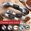 Spring Chef Stainless Steel Magnetic Measuring Spoons Set of 8 with Leveler, Dual Sided Metal Teaspoon & Tablespoon Measuring Spoons, Nesting Kitchen Gadgets for Baking & Cooking - 2 Pack - Black