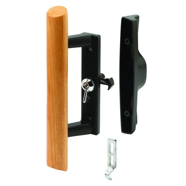 Prime-Line C 1132 Patio Door Internal Style Door Handle, Black, Keyed, 3-15/16 In. Hole Centers (Single Pack)