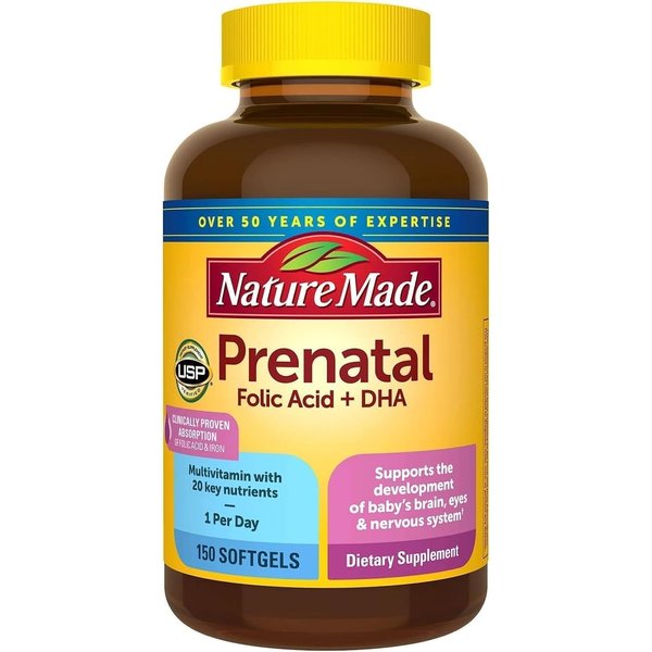 Nature Made Prenatal + Dha 200 mg Dietary Supplement (Netcount 150 Soft Gels), 150Count ()