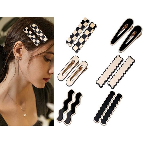 12 Pcs Hair Clips Fashion Black And White Hair Clips Cute Hair Pins For Women Hair Accessories Acrylic Hair Barrettes For Vintage Hairpin Hair Accessories