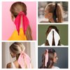 Tyqour 4Pcs Knotted Bow Hair Scrunchies Elastic Hair Scarf Scrunchies Solid Color Satin Hair Ribbon Scrunchy Hair Tie Bow Bands Ponytail Holder for Women Girls