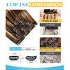 Evala Clip in Hair Extensions, 7pcs 120g Clip in Hair Extensions Real Human Hair 18 inch Clip ins #P4/27 Chocolate Brown to Caramel Blonde Hair Extensions Clip ins Brown Human Hair Extensions