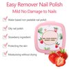 Nail Polish Remover Wipes, Nail Polish Remover Pads, Natural Ingredients Nail Wipes for Gel Nails Lint Free, Nail Polish Remover Wipe for Nail Art, Women’s Portable Nail Wipes (Strawberry)