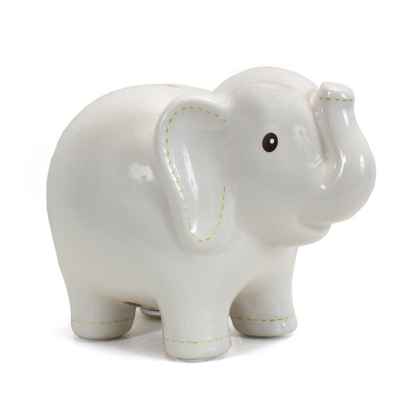 Child to Cherish Ceramic Stitched Elephant Piggy Bank, White