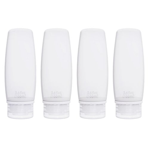 Silicone Travel Bottles for Toiletries TSA Approved Travel Size Containers Set 4 Pack Portable Leak Proof Refillable Cosmetic Squeeze Bottles Shampoo Hair Conditioner Body Lotion Bath Shower Gel