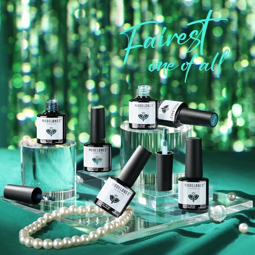 modelones Ethereal Green Gel Nail Polish Set - 6 Colors Mermaid Lagoon Gel Polish Kit Dark Green Glitter Turquoise Soak Off Gel Polish Summer Holiday Gifts Home DIY Salon for Women