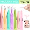 6pcs Eyelash Tweezers Lash Extension Tweezers for False Lashes,Eyelash Tweezers for Lash Clusters Metal Lashtweezers for Eyelash Extensions with 6 PCS Lash Applicator Tool