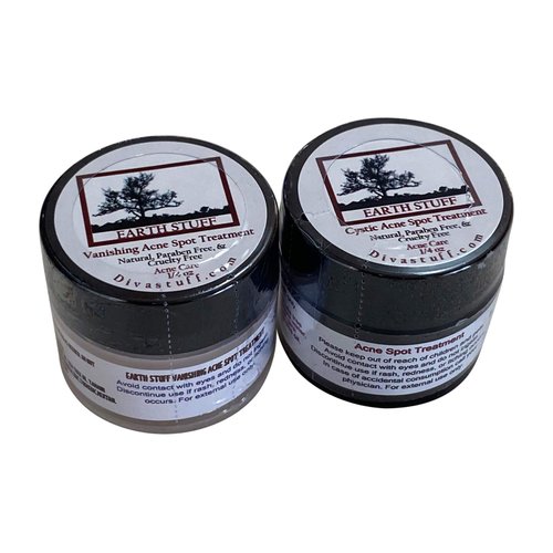 Earth Stuff Acne Spot Treatment Two Pack, Vanishing Cream and Cystic Spot, By Diva Stuff