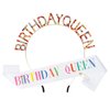 CURASA Birthday Headband for Women Girls Birthday Queen Sash and Crown Rainbow Birthday Headbands Birthday Queen Tiara for Little Girls White Birthday Sash Happy Birthday Decoration for Party Gifts